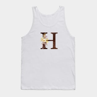 Floral Monogram H Lovely Autumn Foliage Tank Top